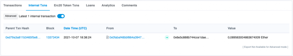 Guide to Etherscan for Analysis 7 Internal transactions