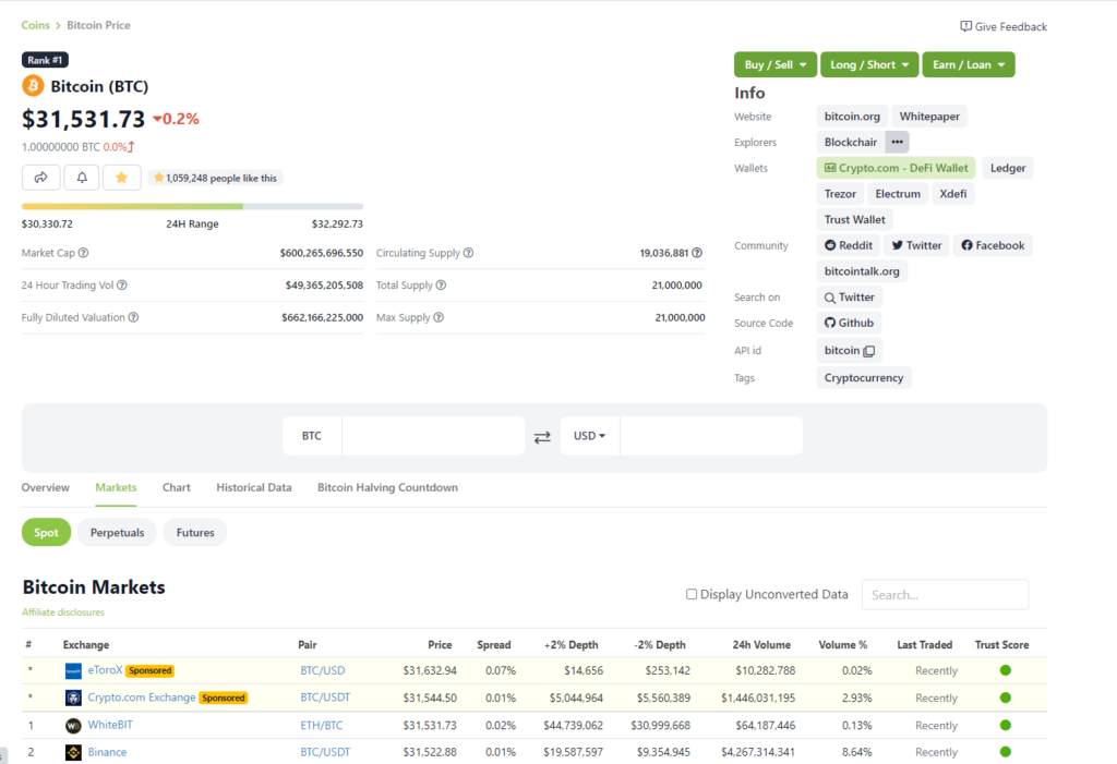 Identifying Where to Buy Cryptocurrencies 1 coingecko buy example