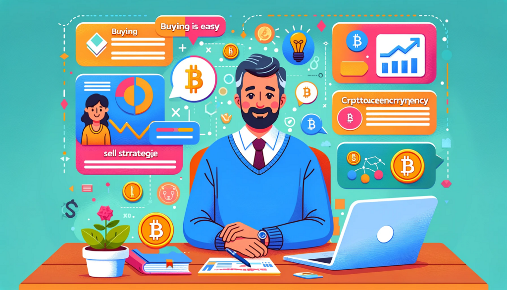 Module 1: Introduction to Cryptocurrency Sell Strategies 1 DALL·E 2023 12 24 16.49.35 Revise the second image to create a 16 9 aspect ratio colorful user friendly graphic for the cryptocurrency course Module 1 Introduction to Crypto